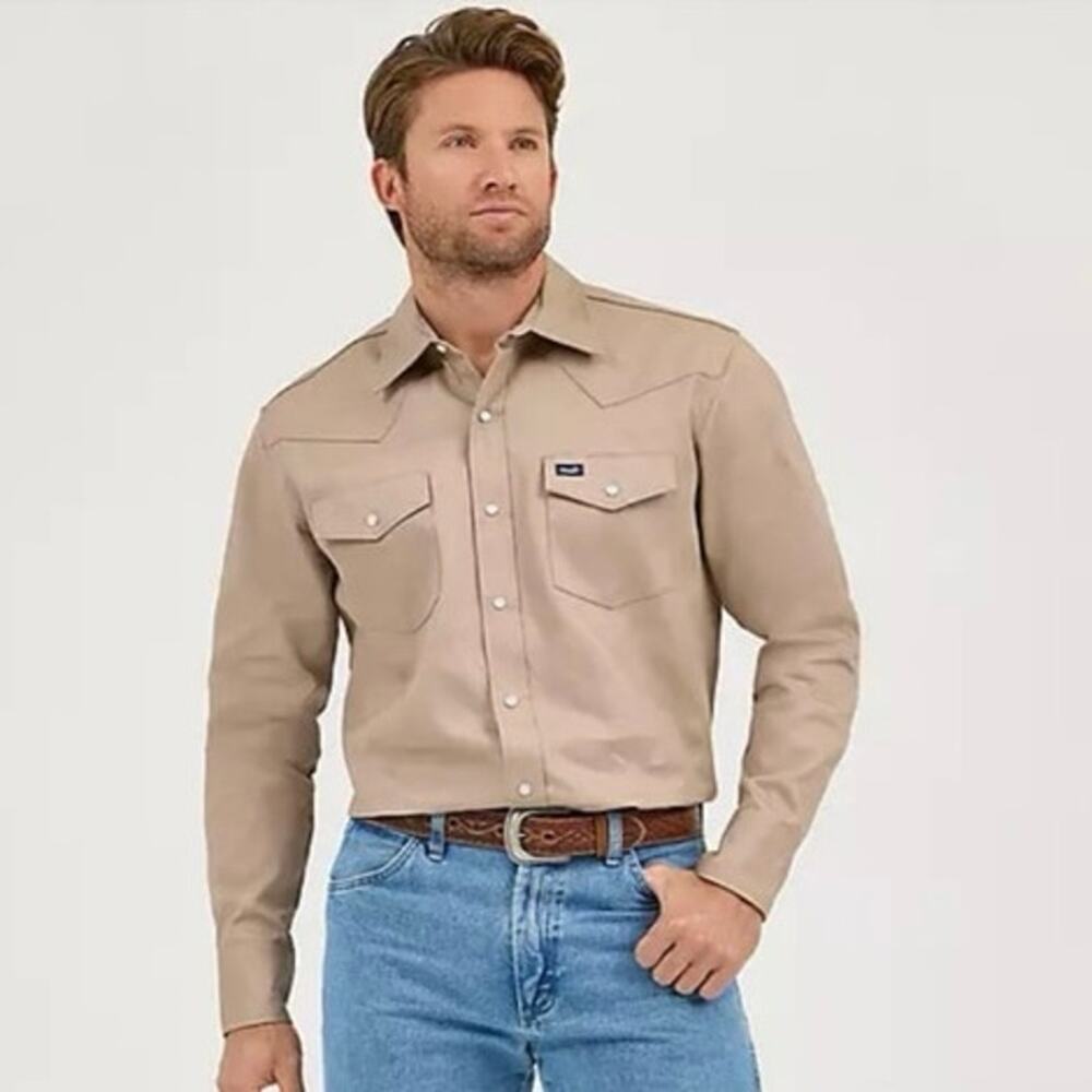 Men’s Wrangler Western Brown Pearl Snap Size XL Tall